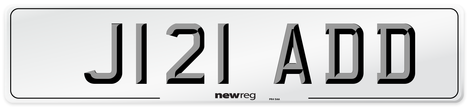 J121 ADD Number Plate from New Reg